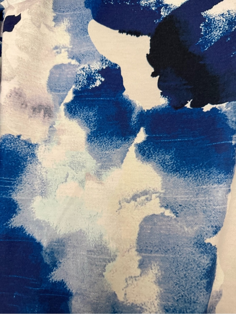 Blue Watercolor Print Midi Dress - V-Neck Wrap Style - Picture 7 of 8